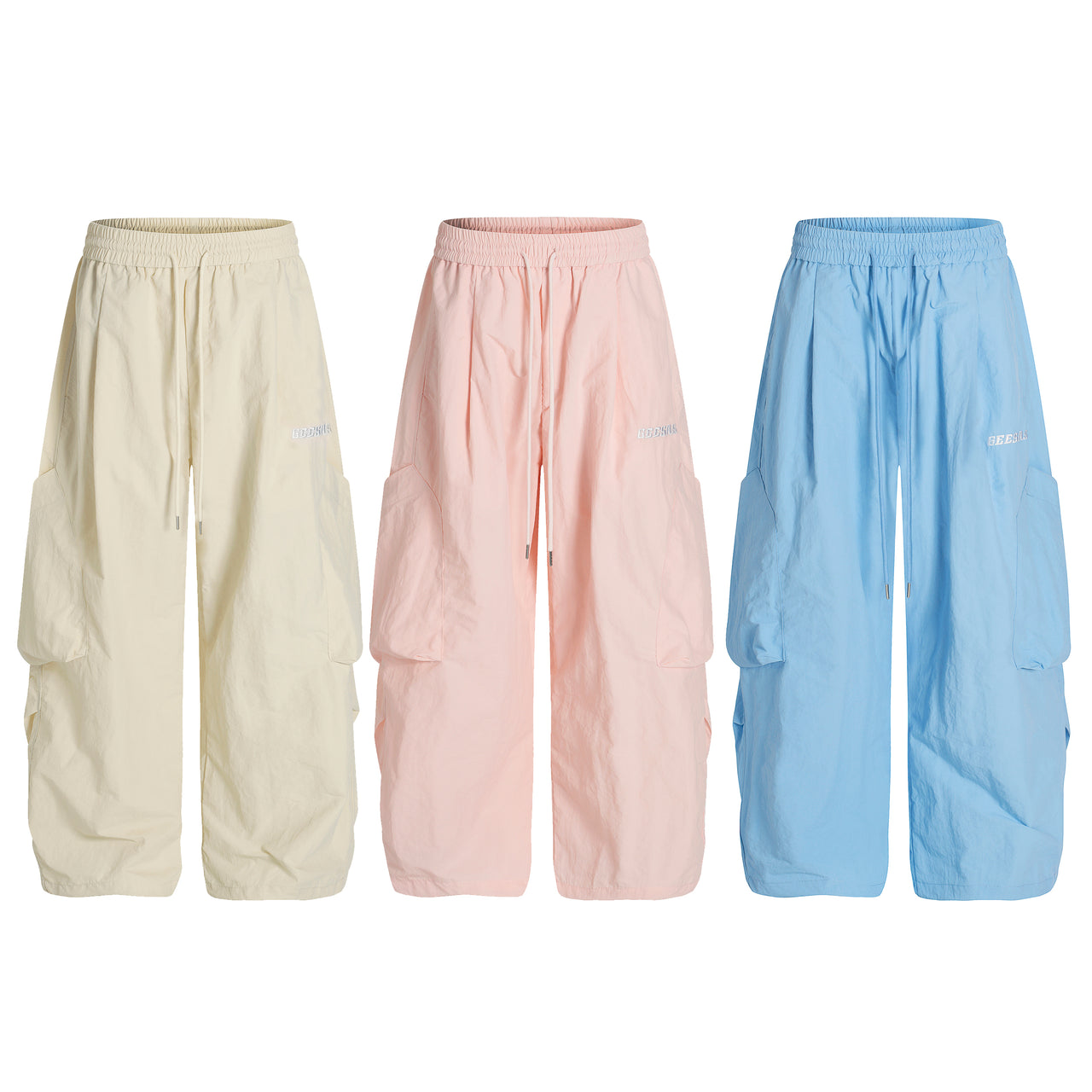 Omirad Nylon Utility Cargo Wide-Leg Pants