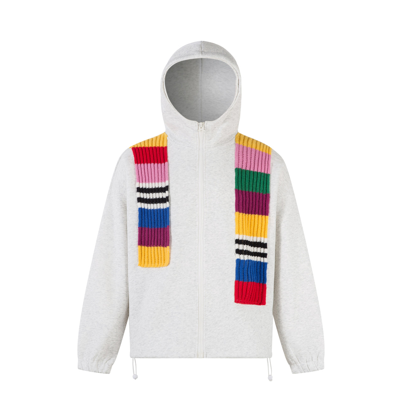 Streetwear Rainbow Appliqué Zip Hoodie