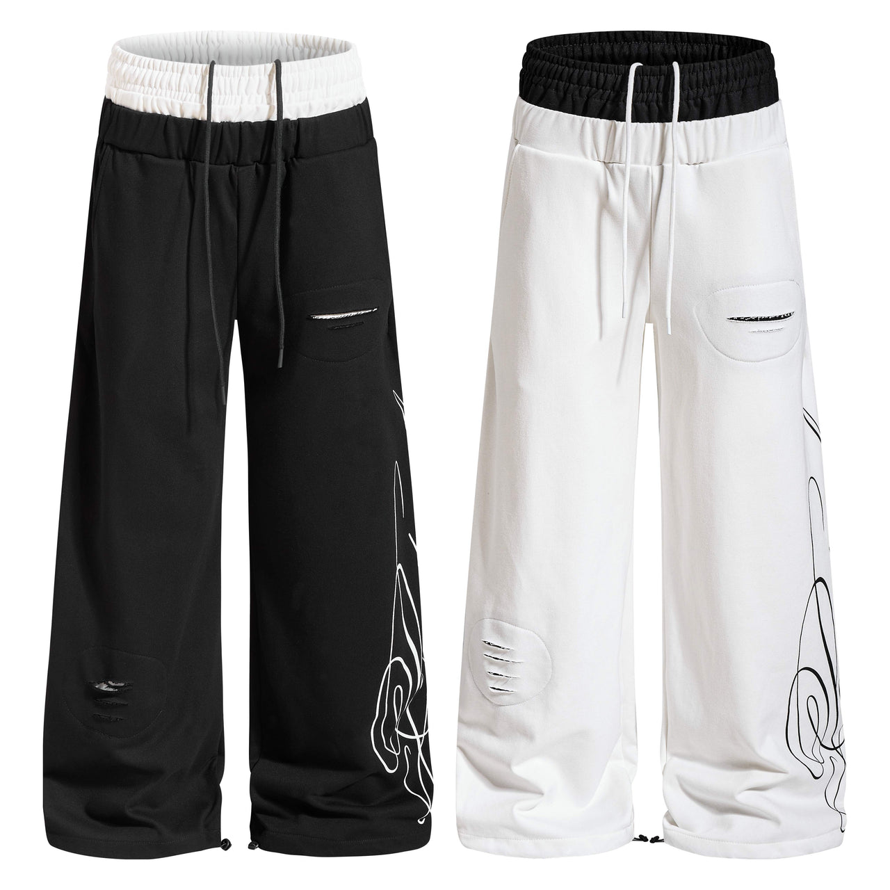 Omirad “Distressed Panel Wide-Leg Sweatpants”