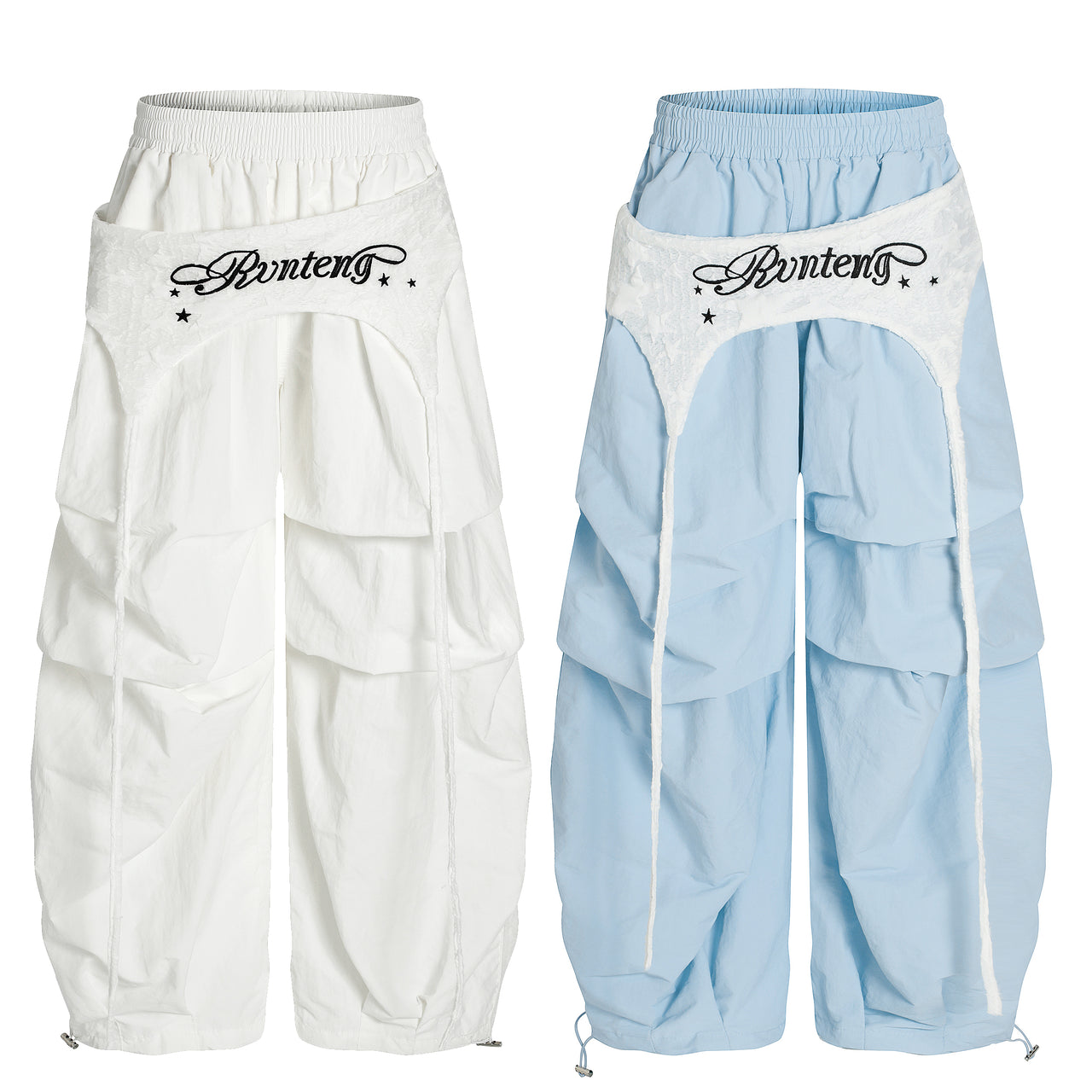 Omirad Layered Panel Nylon Wide-Leg Pants