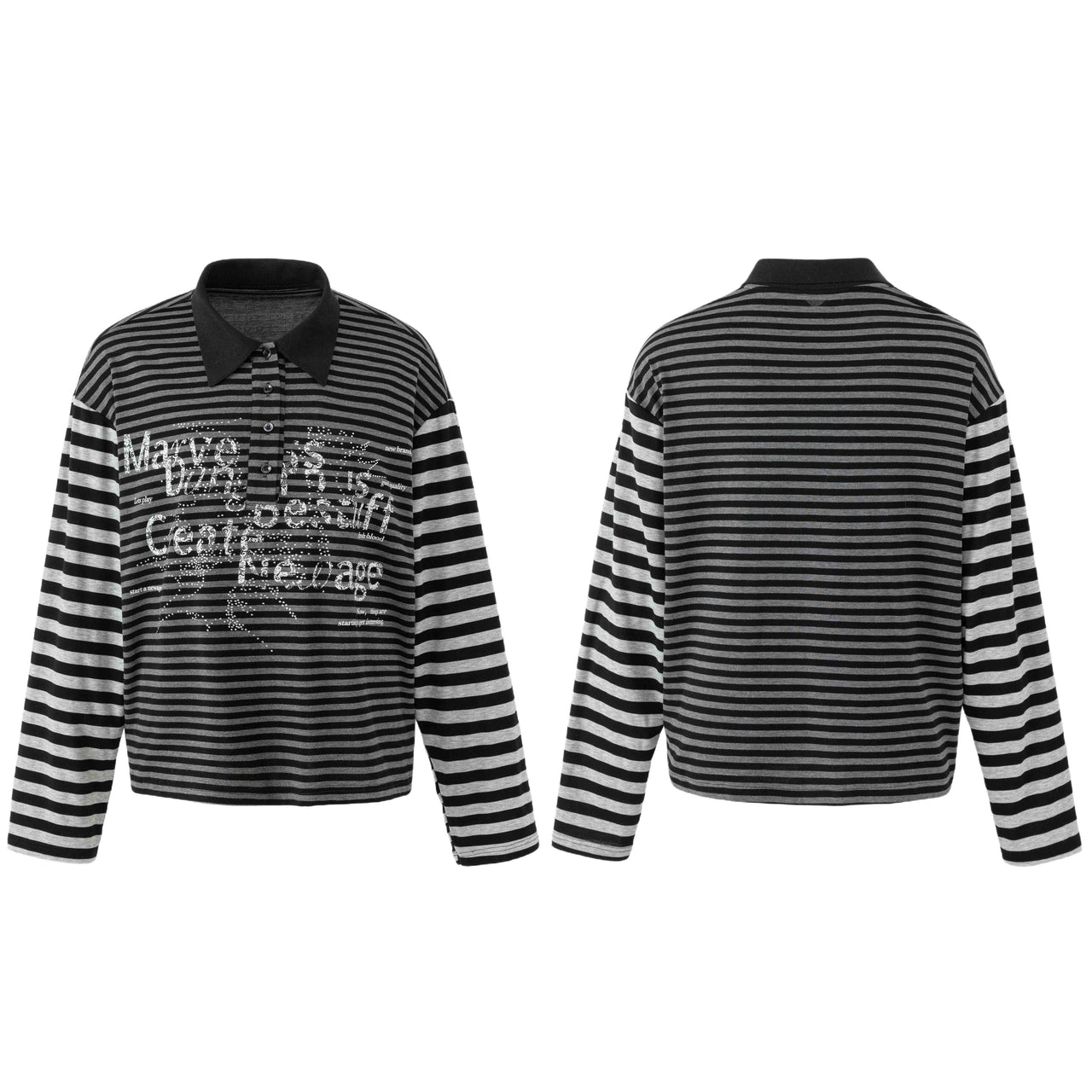 Omirad Striped Long Sleeve Polo Shirt