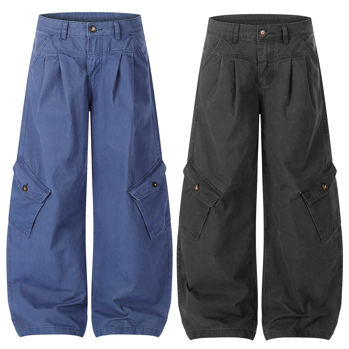 Omirad Washed Cargo Barrel-Leg Pants