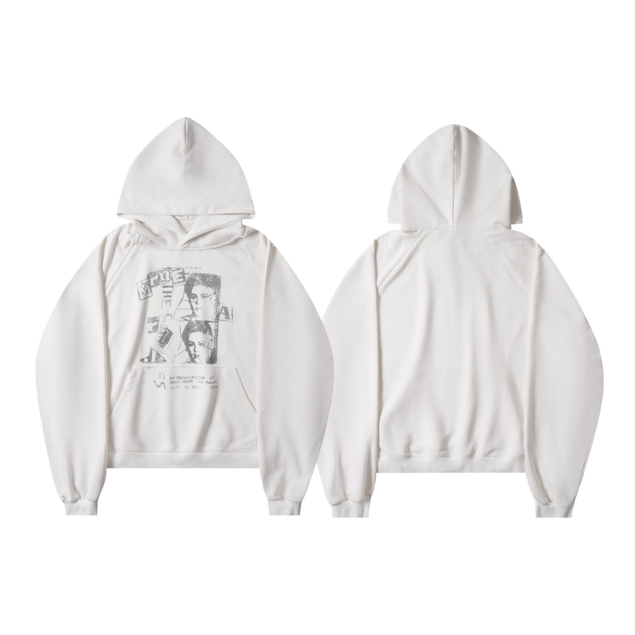 American Vintage Distressed Portrait Print Hoodie