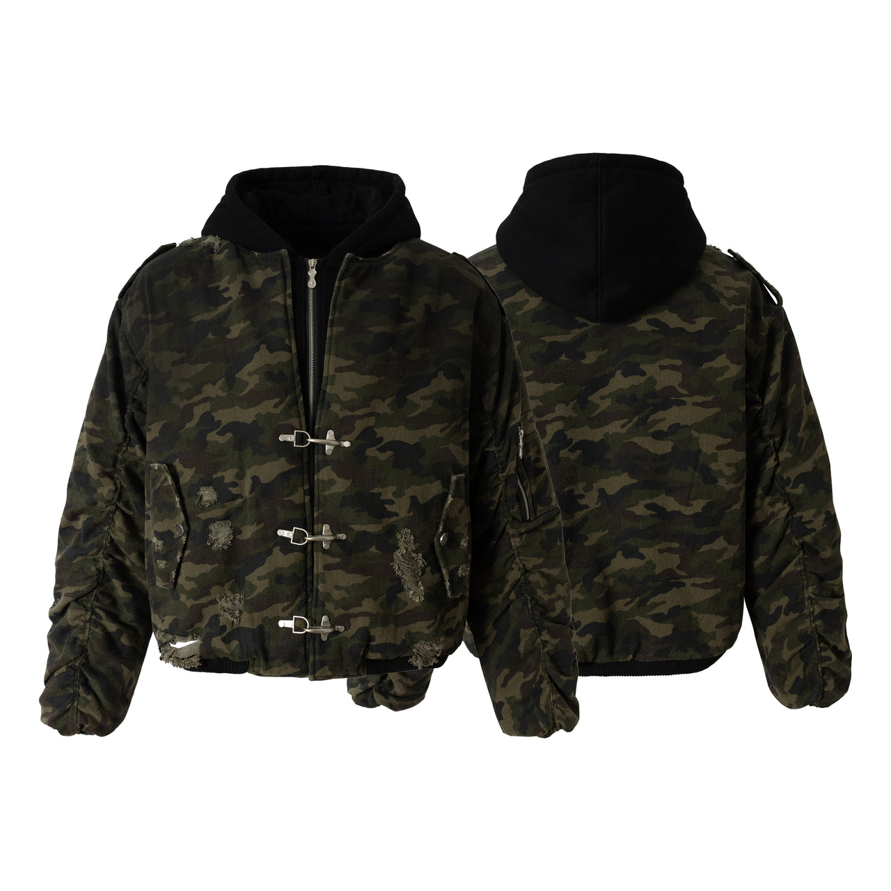 Omirad Camo Hook Detail Distressed Jacket