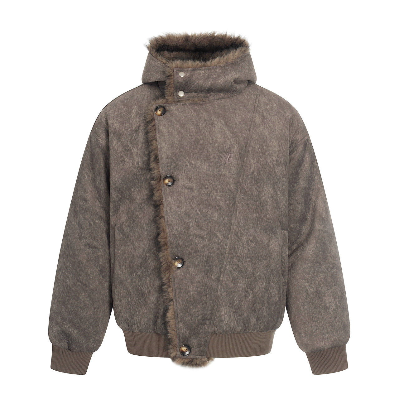 Omirad Asymmetric Fur-Trim Hooded Jacket