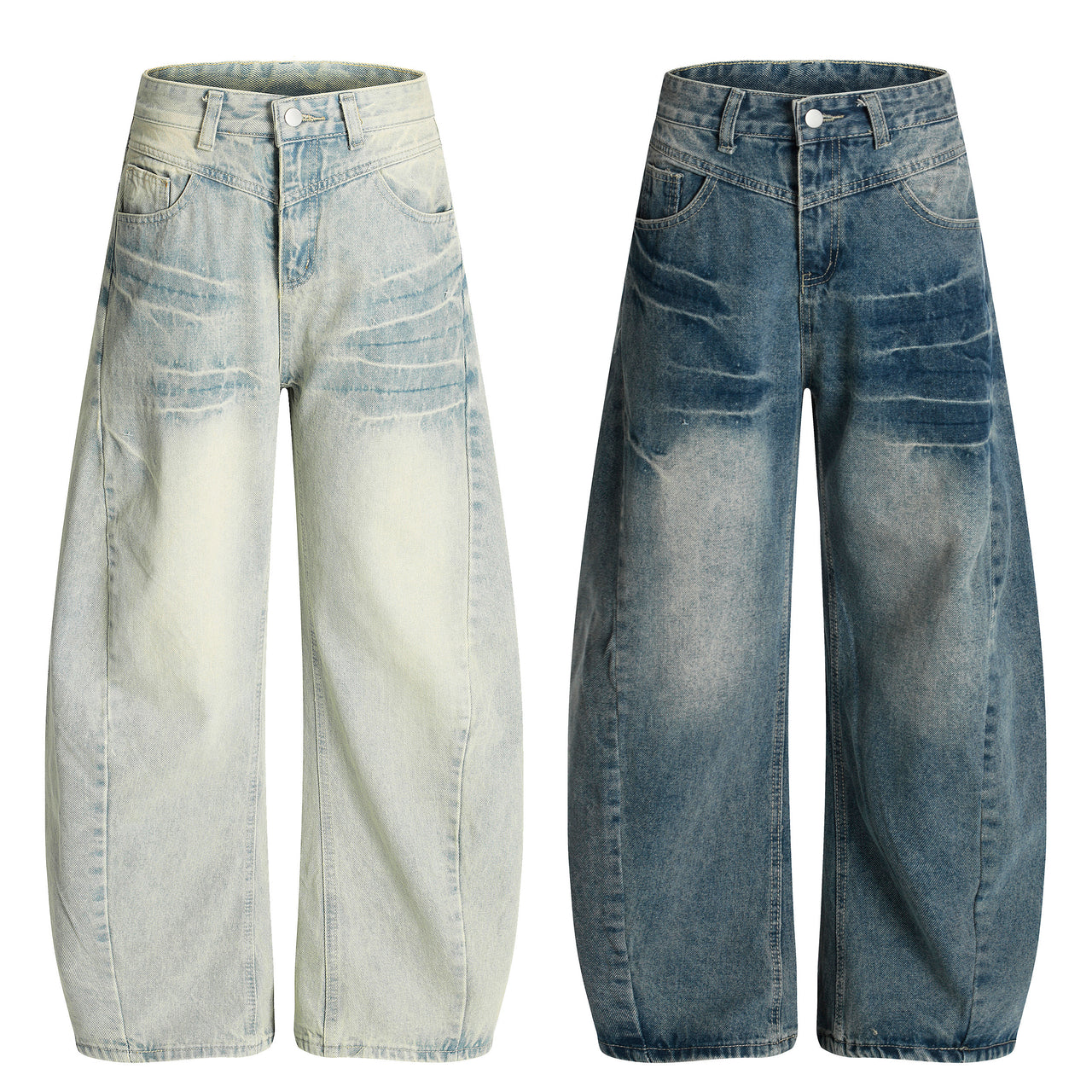 Omirad Creased-Wash Balloon Jeans