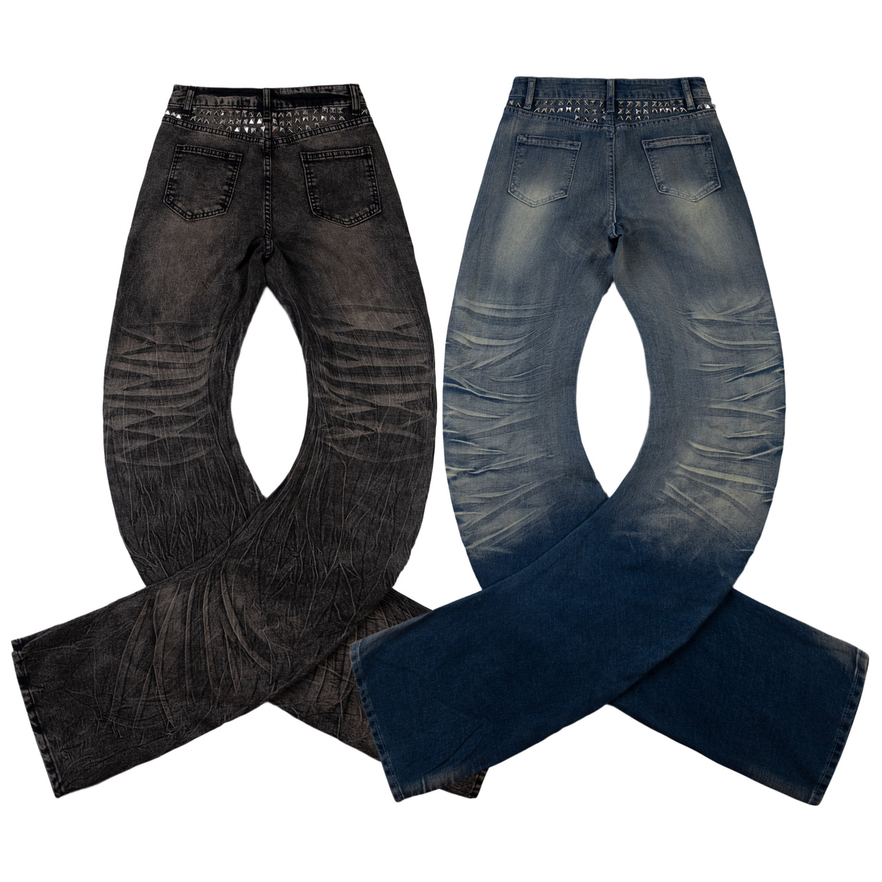 Omirad Stacked Moto Zip Jeans