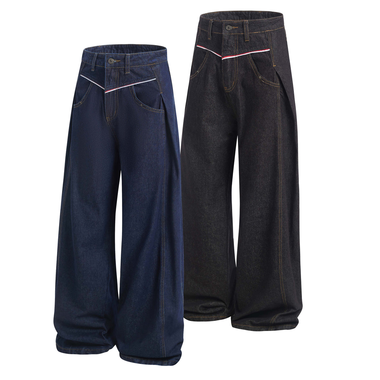 Omirad Contrast Piping Wide-Leg Jeans