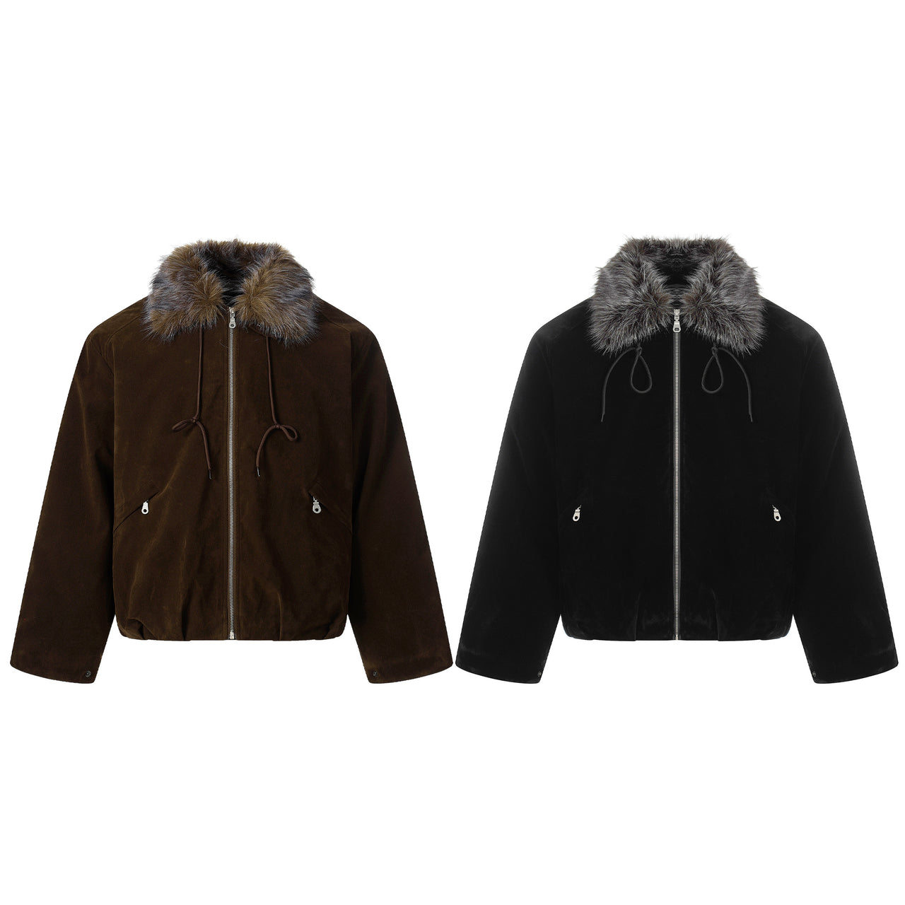 Omirad Faux Fur Collar Velvet Jacket