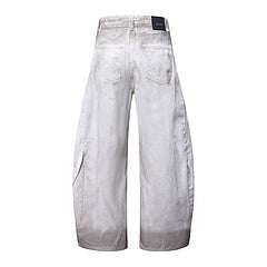 Washed Distressed Curved Blade Jeans