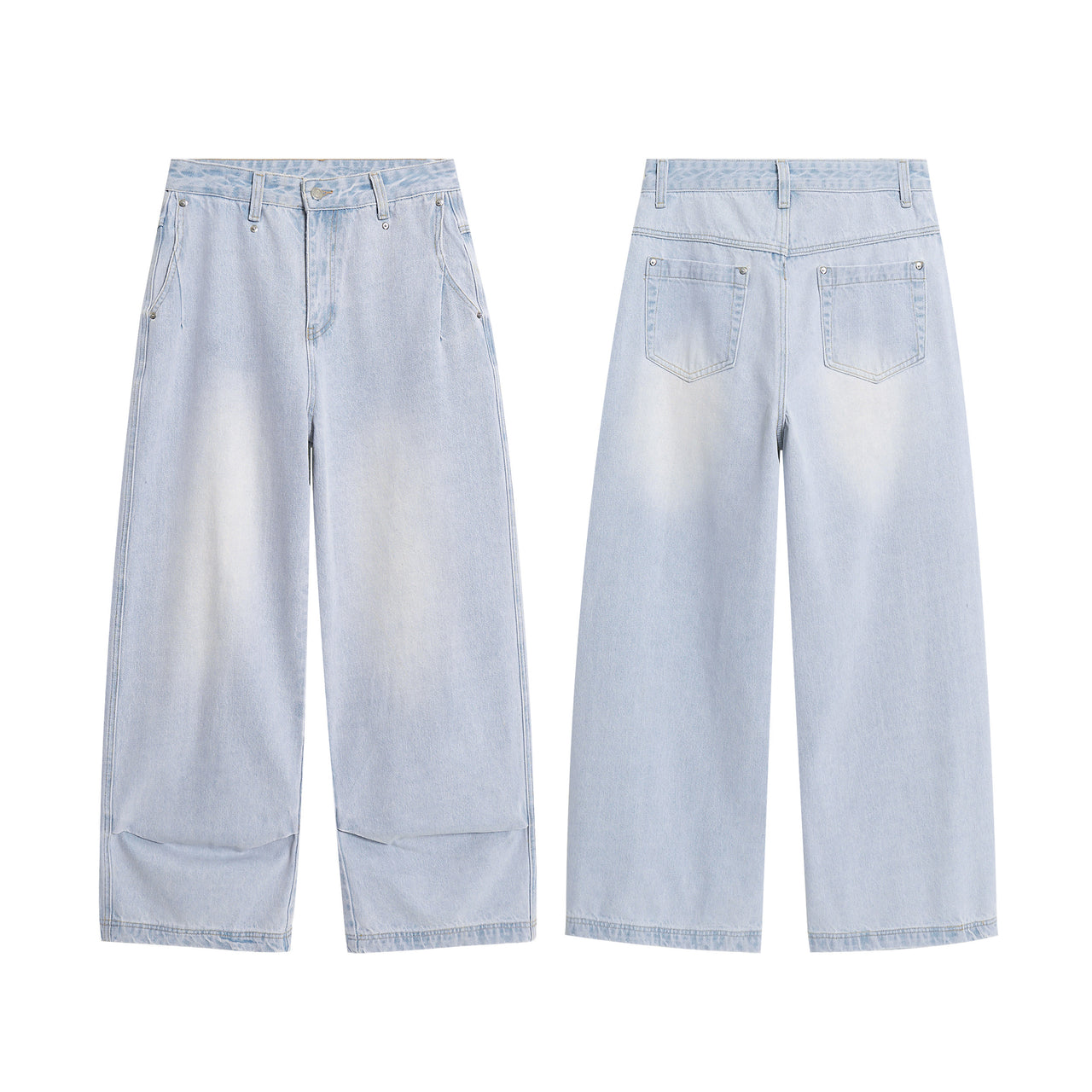 Omirad Light-Wash Wide-Leg Denim Pants