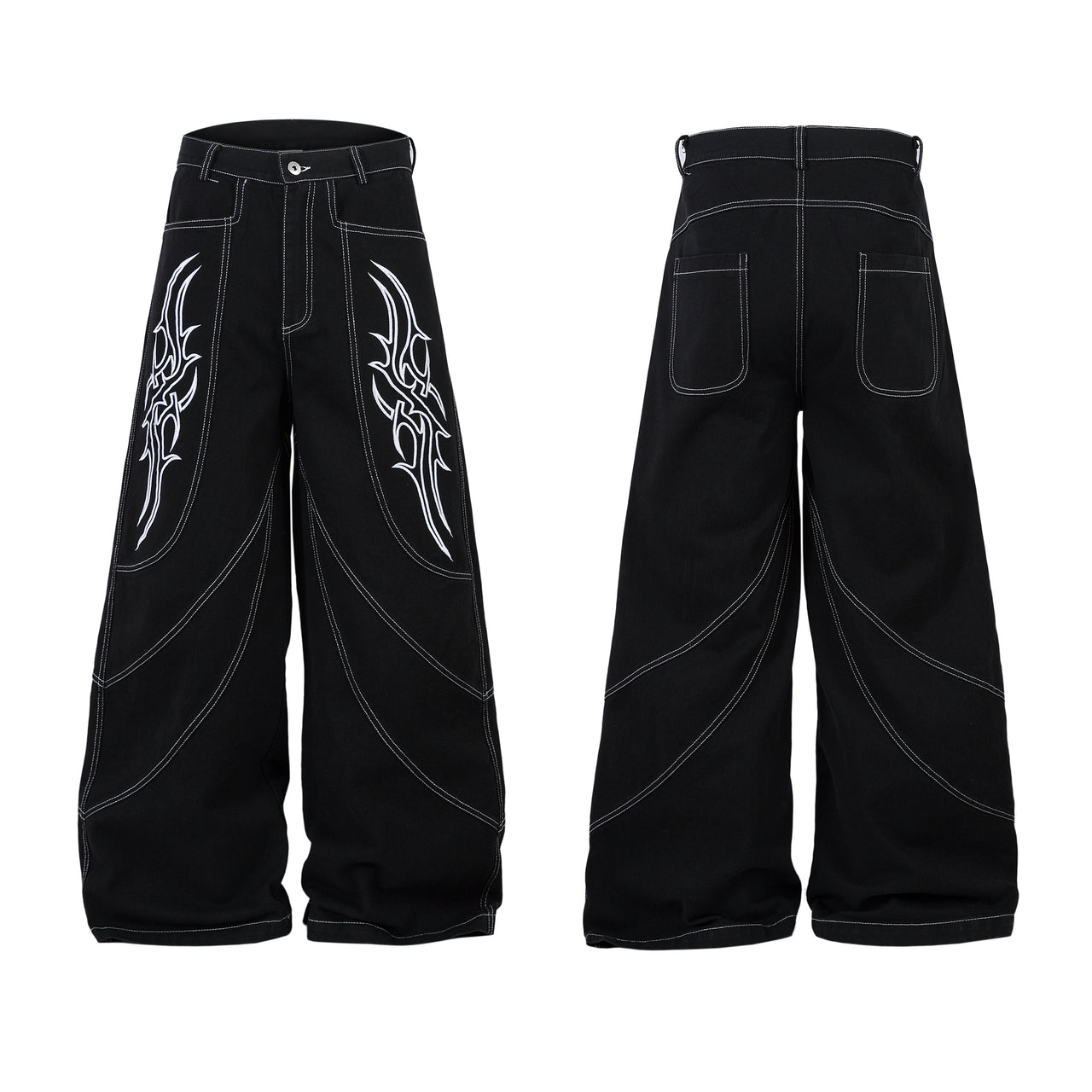 Heavy Embroidery Denim Jeans