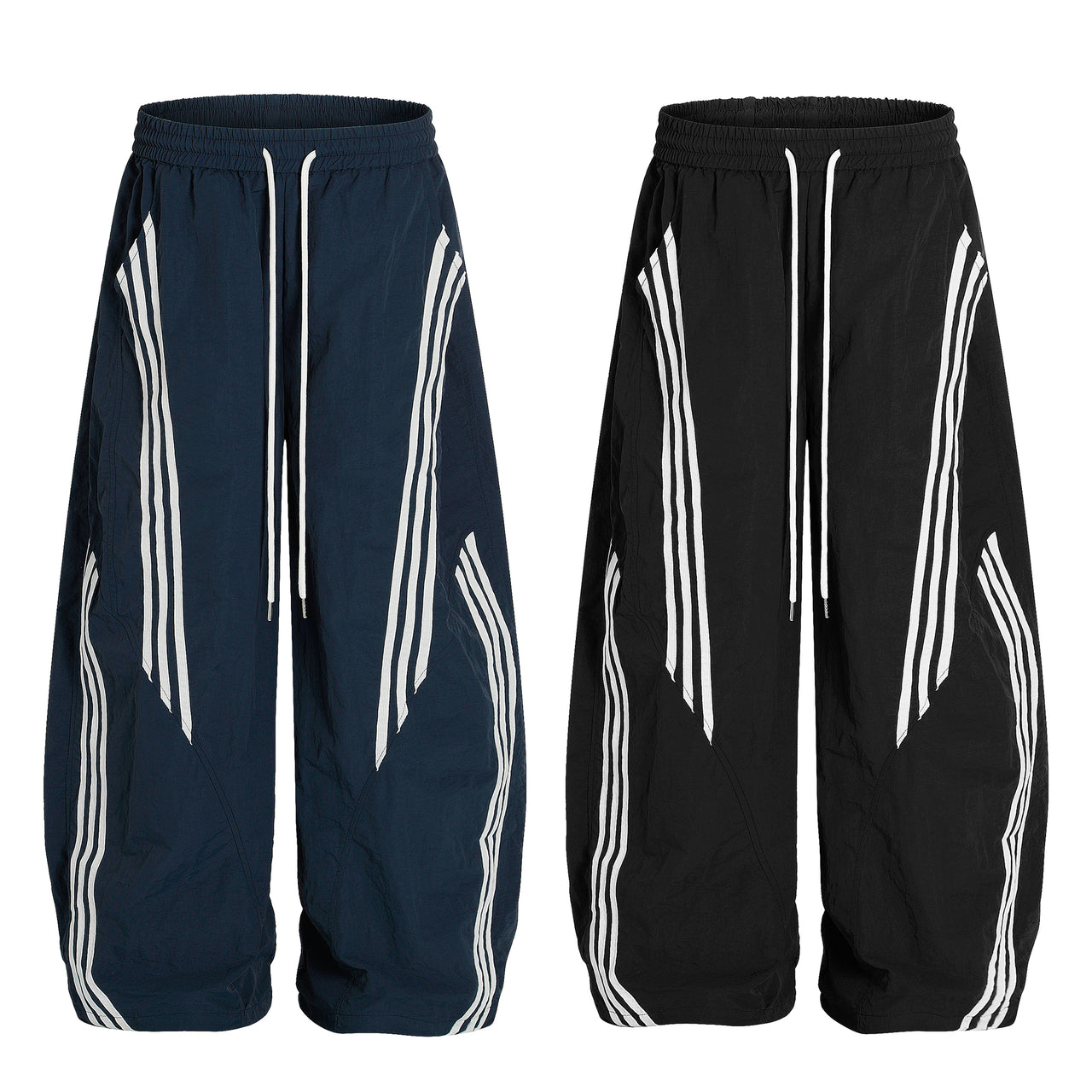 Omirad Nylon Multi-Stripe Track Wide-Leg Pants