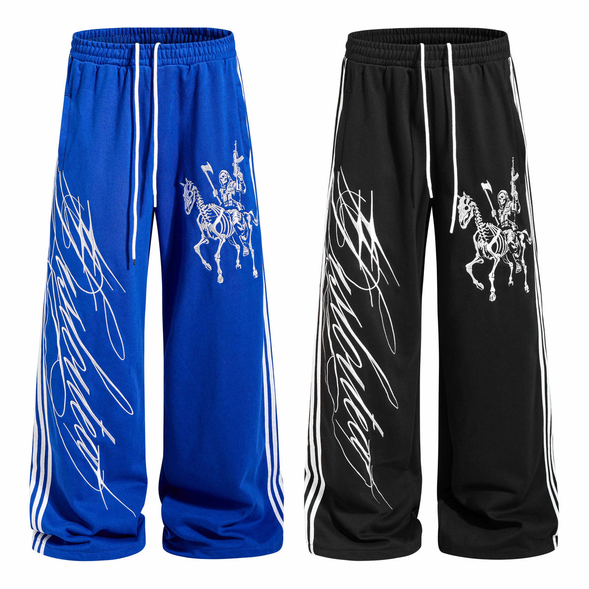 Omirad Skeleton Rider Graphic Wide-Leg Sweatpants