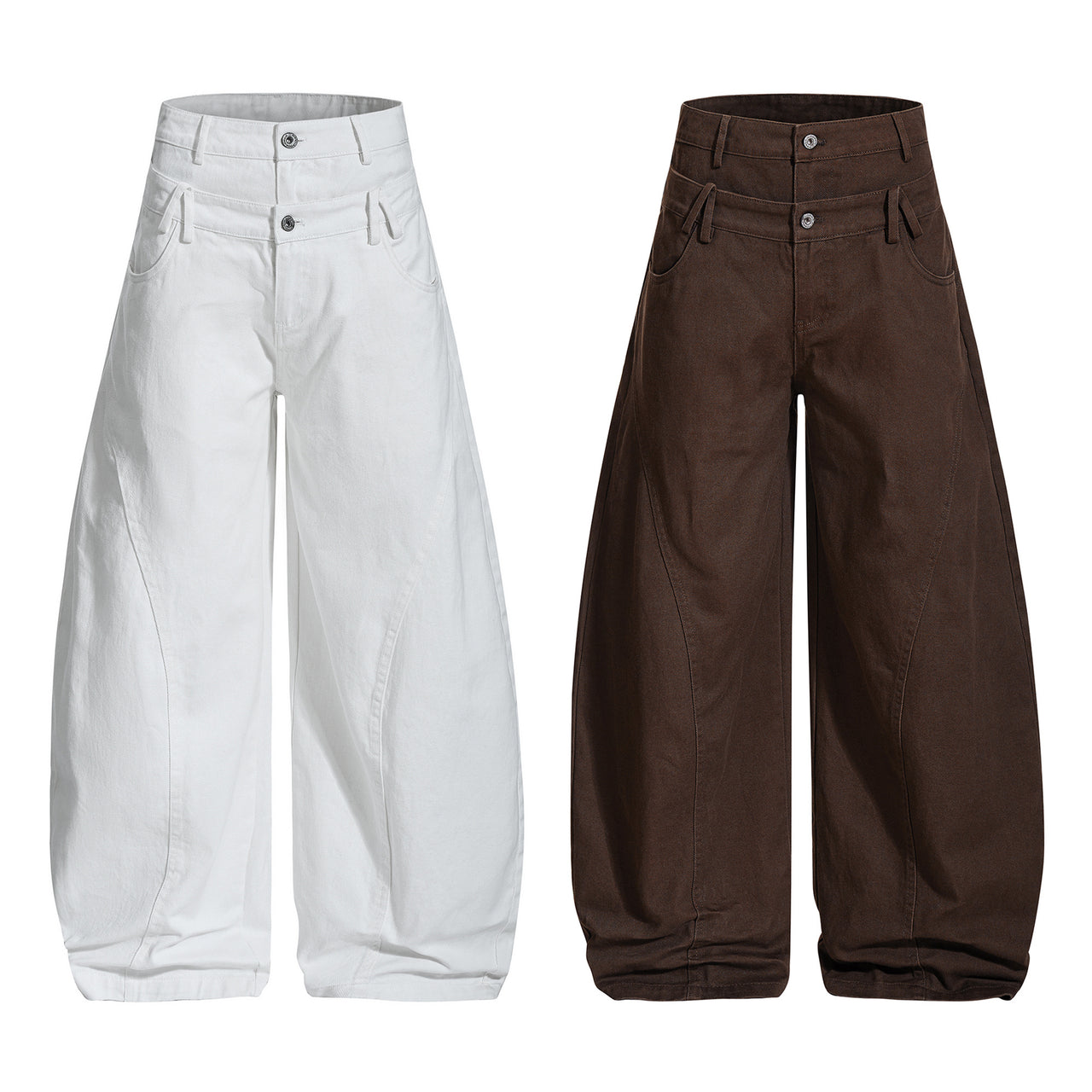 Omirad Double-Waist Curved Wide Pants