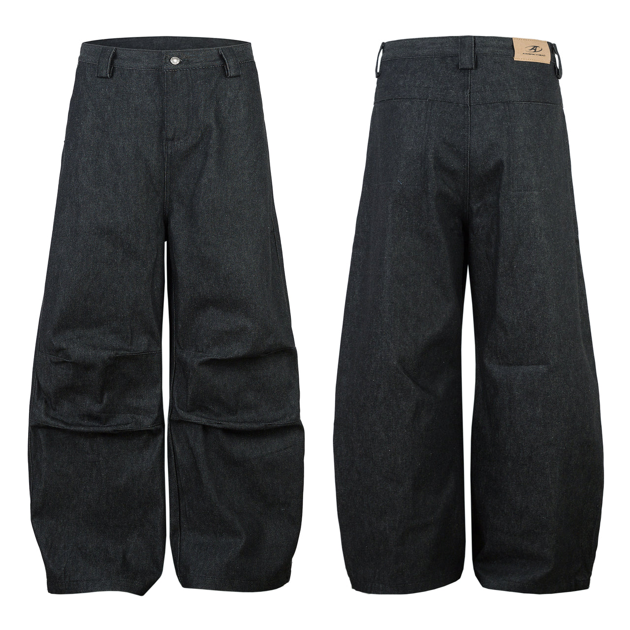 Omirad Structured Pleat Wide-Leg Denim Pants
