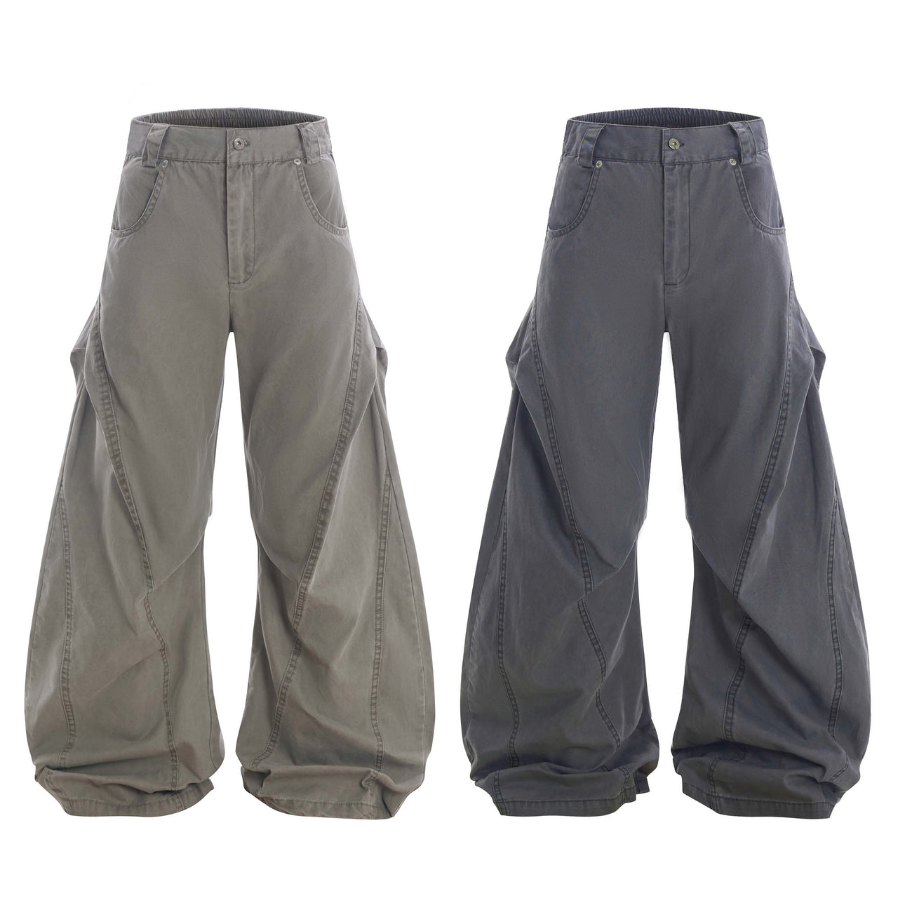 American Streetwear Pleated Curved Blade Casual Pants