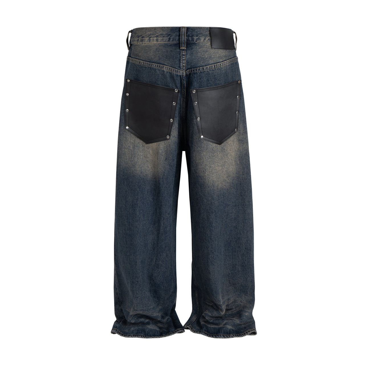 Omirad Distressed Leather Patch Denim Jeans