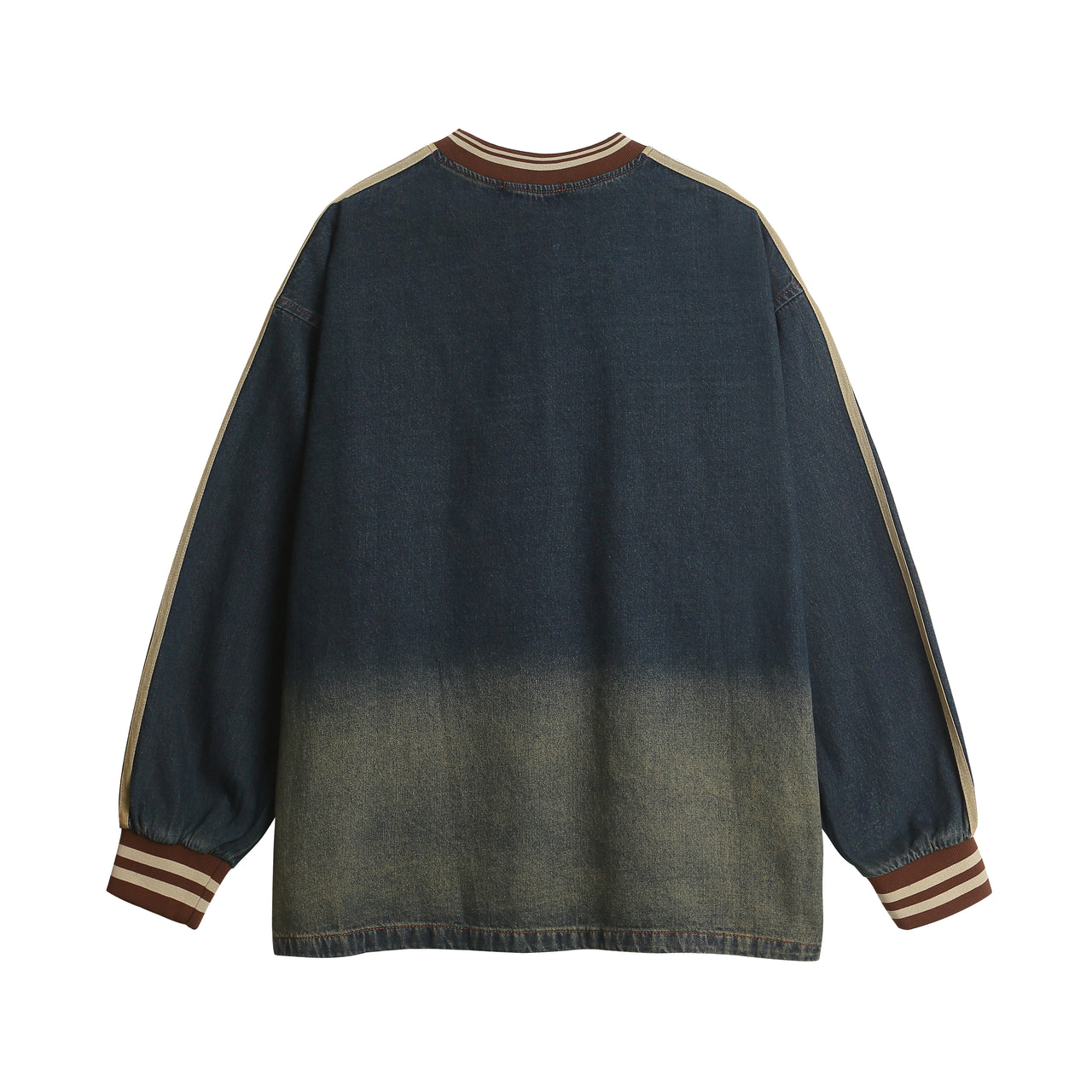 American Street Style Embroidered Denim Sweatshirt