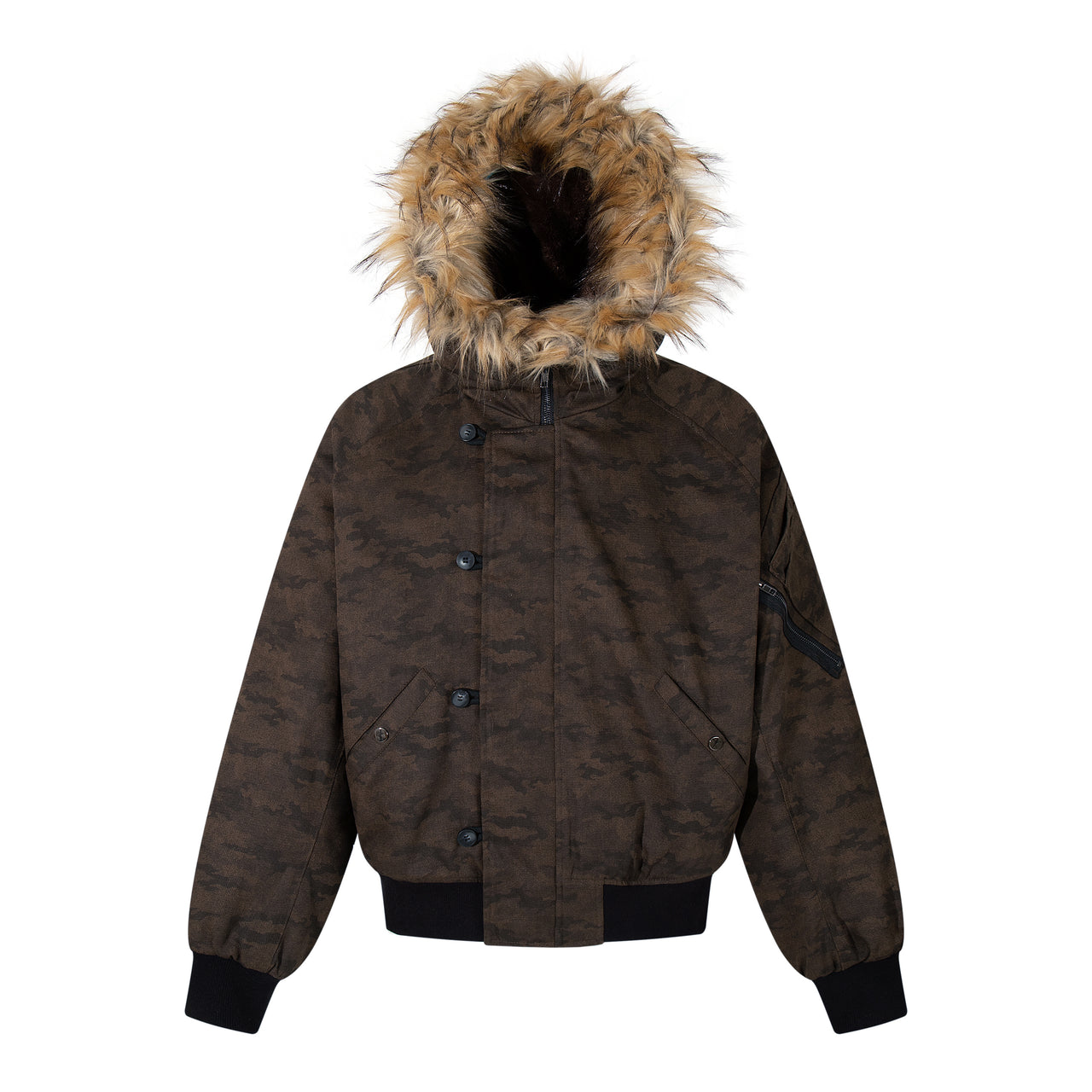 Omirad Camo Fur Hood Bomber Jacket