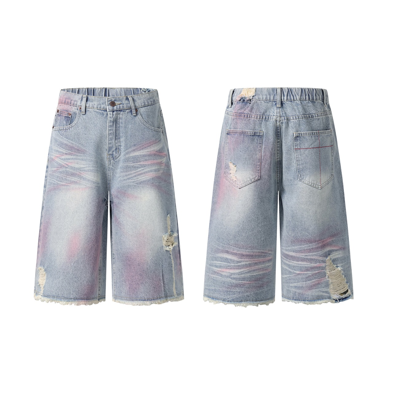 American Distressed Cross Spray Paint Jorts