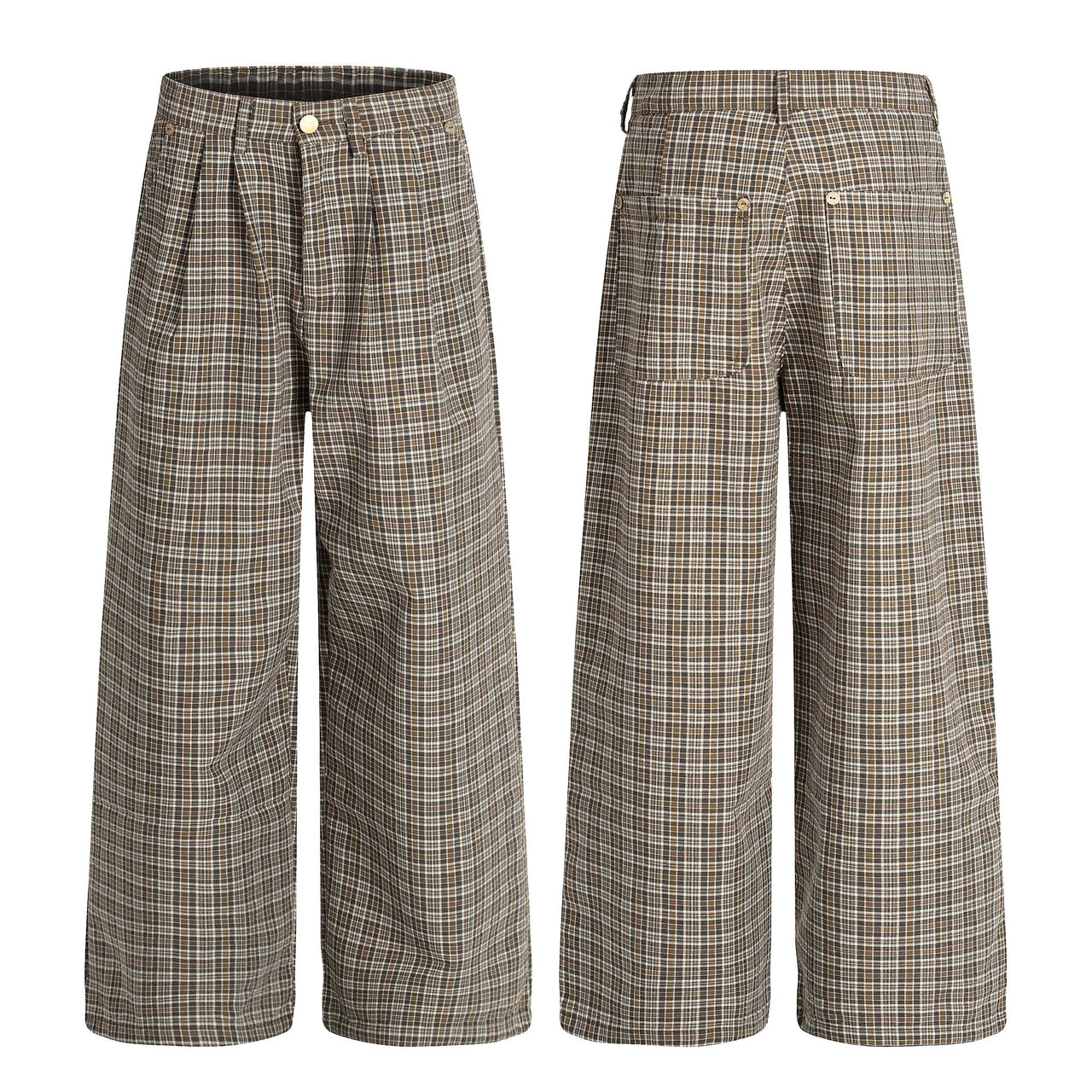 Omirad “Vintage Check Wide-Leg Pants”