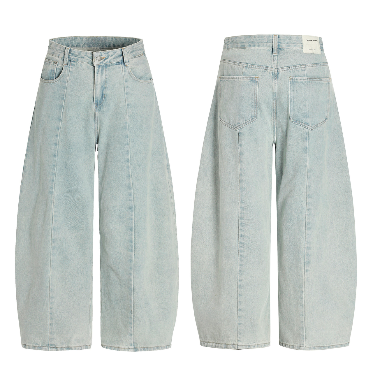 Omirad Light Wash Barrel Denim Pants