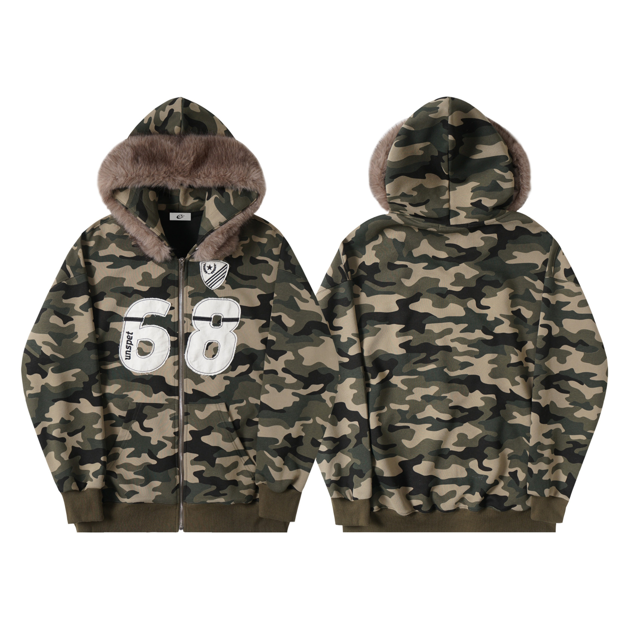 Omirad Camo Faux Fur Hooded Jacket
