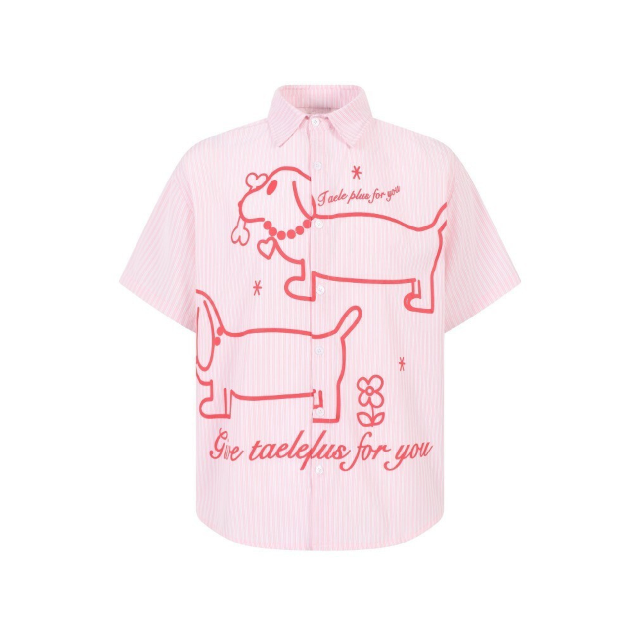 Omirad “Puppy For You” Striped Short-Sleeve Shirt