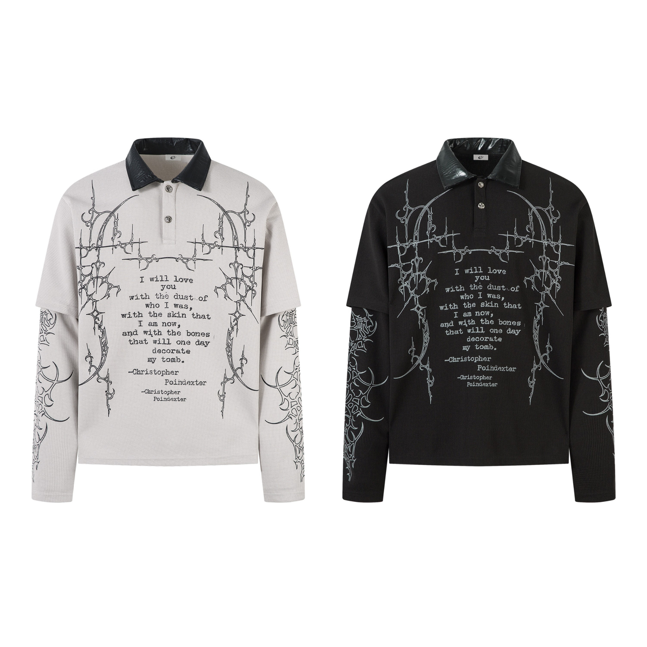 Omirad Barbed Poetry Layered Collar Long Sleeve Polo