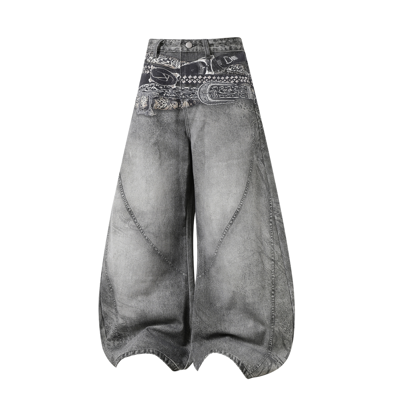 Omirad Bandana Patch Curved Denim Pants