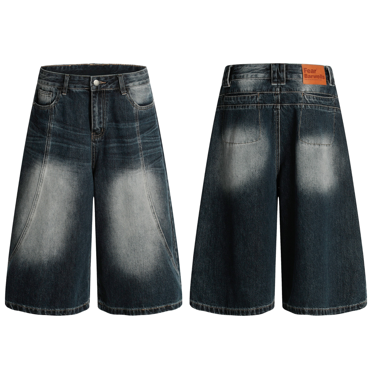 Omirad Wide-Leg Washed Denim Shorts