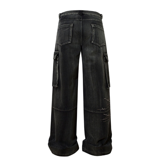 Omirad Barbed-Stitch Cargo Wide-Leg Jeans