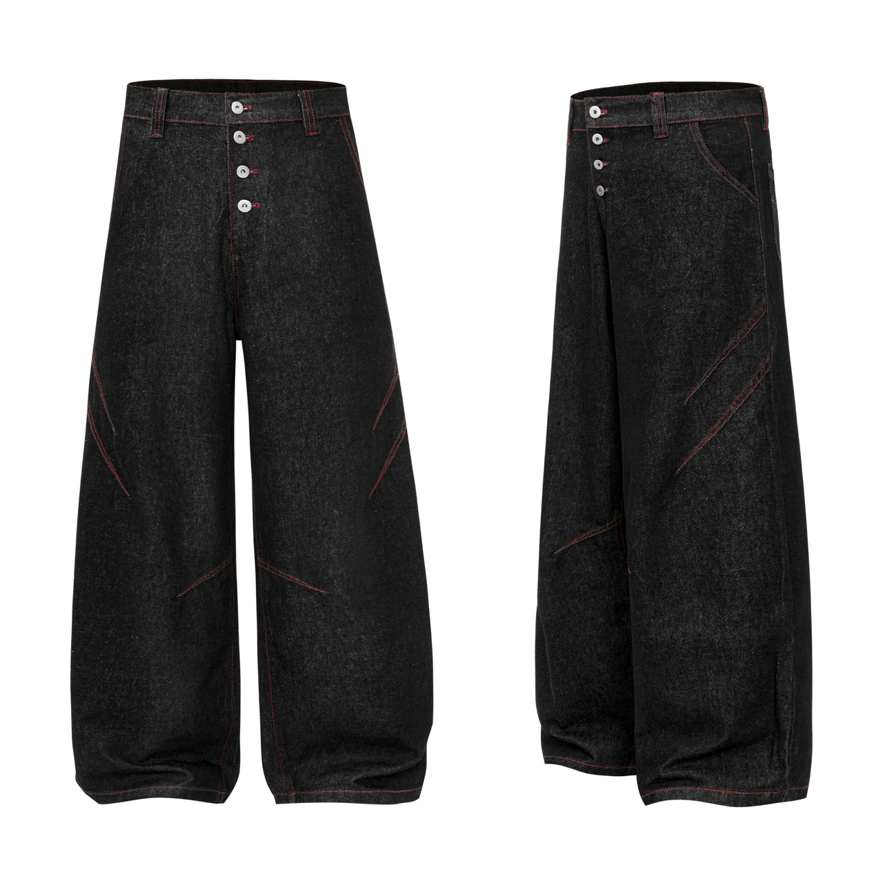 American Streetwear Raw Color High-Waisted Jeans