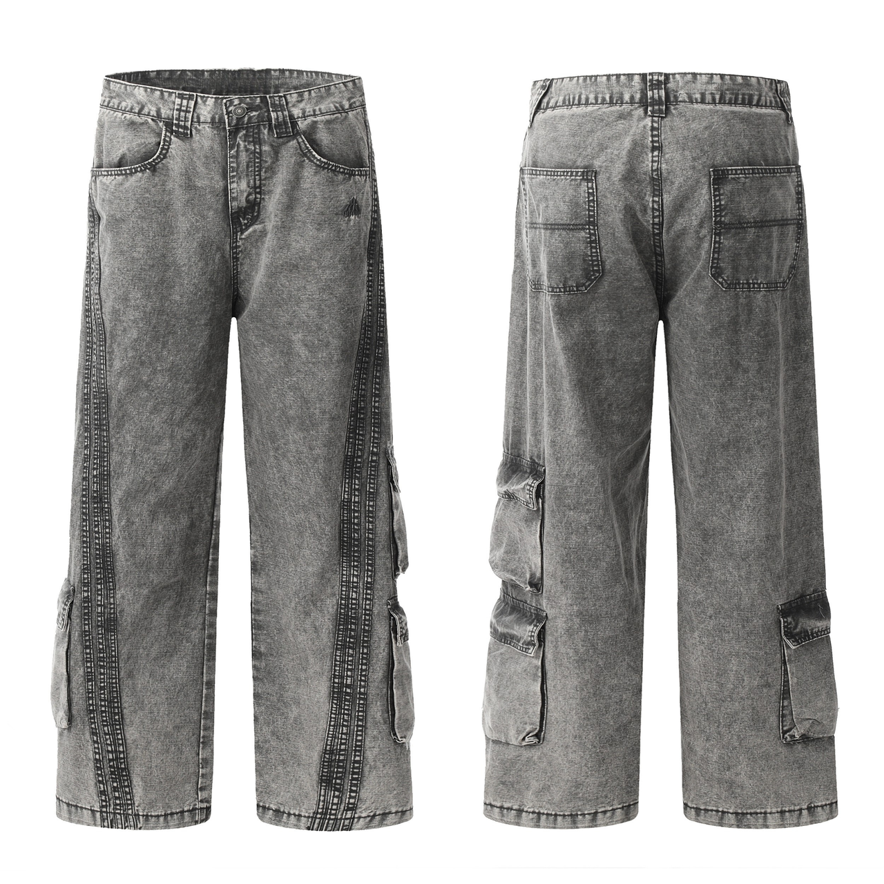 Omirad Vintage Wash Multi-Pocket Utility Jeans