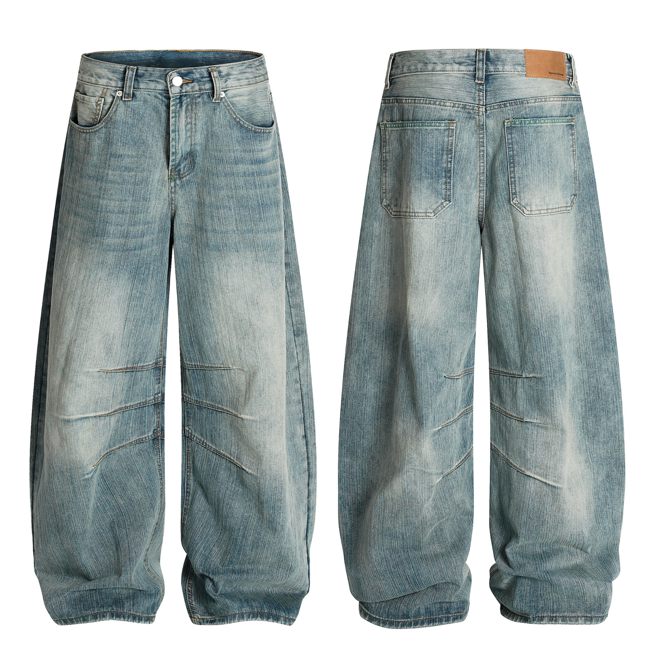 Omirad Draped Crease Wide-Leg Jeans