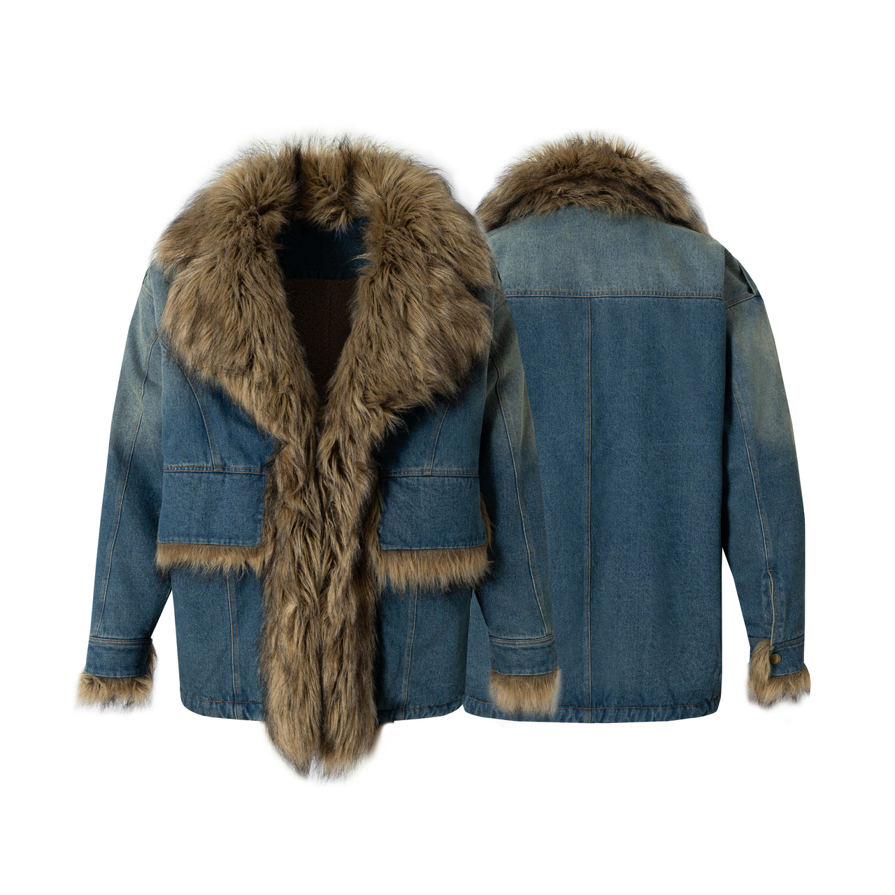 Omirad Faux-Fur Collar Denim Jacket