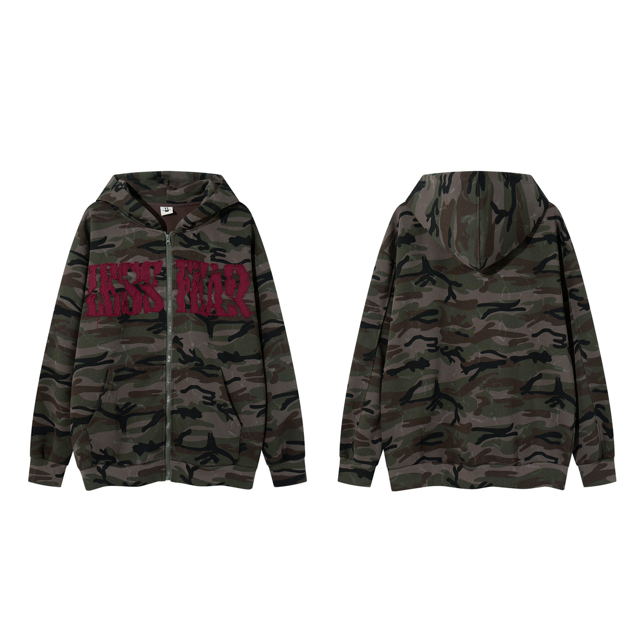 Vintage American Camouflage Zip-Up Hoodie