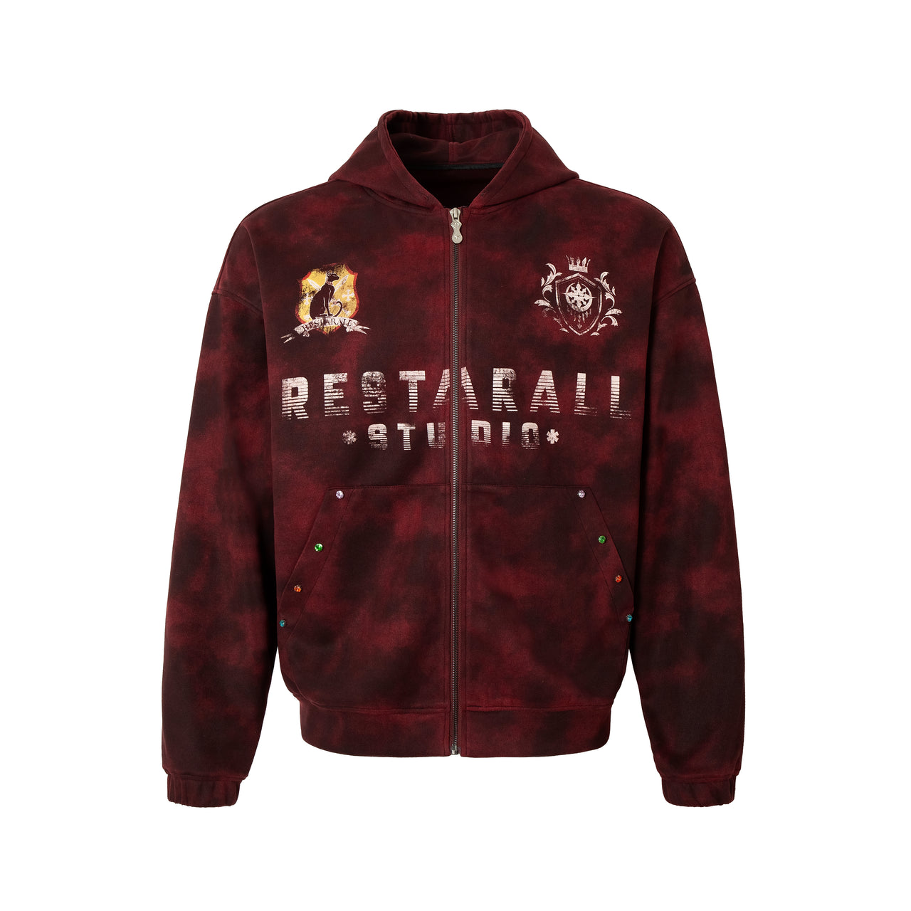 Letter-Embroidered Tie-Dye Hoodie