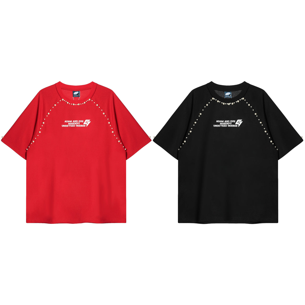 American Pearl-Embedded Digital Print Tee