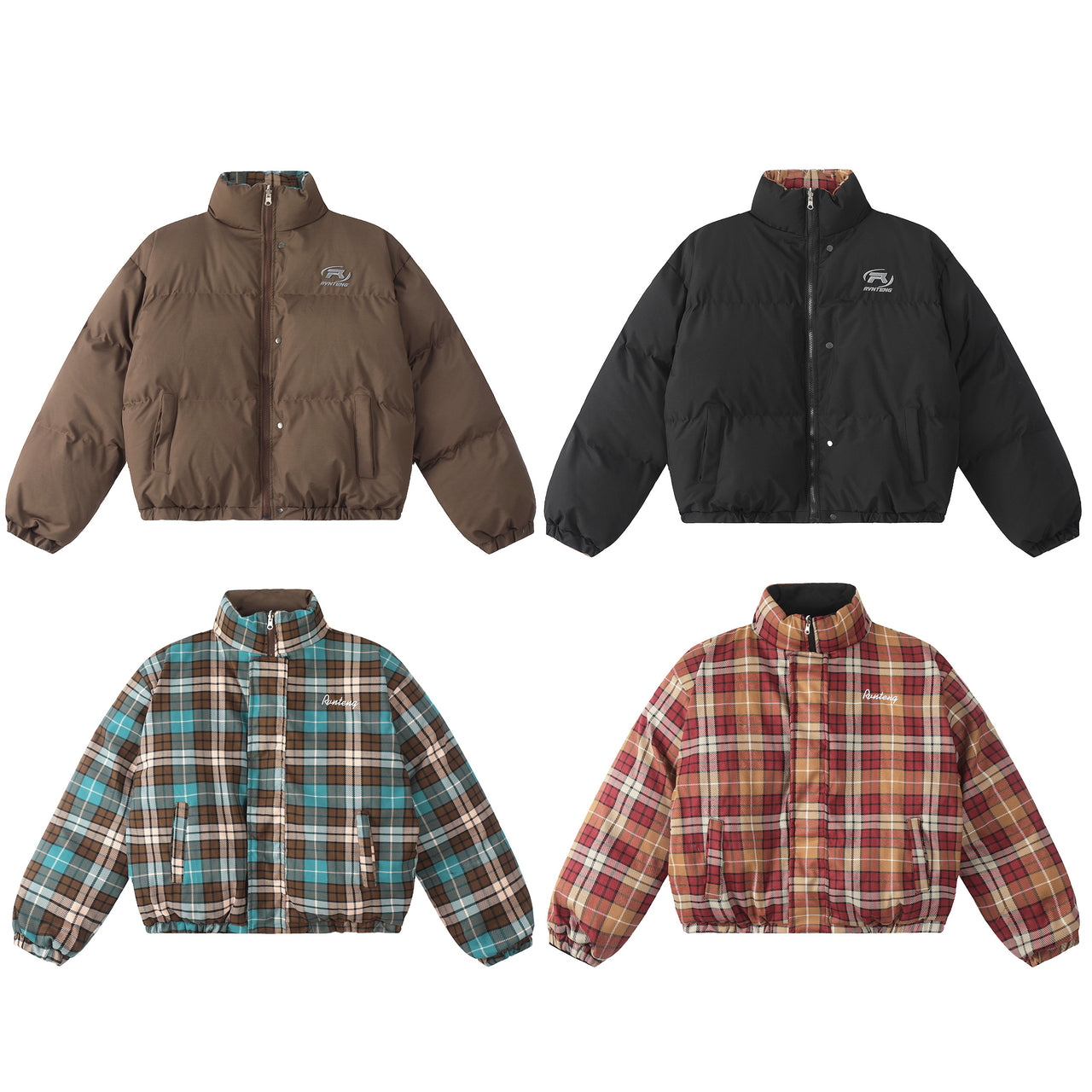Omirad Reversible Plaid Puffer Jacket