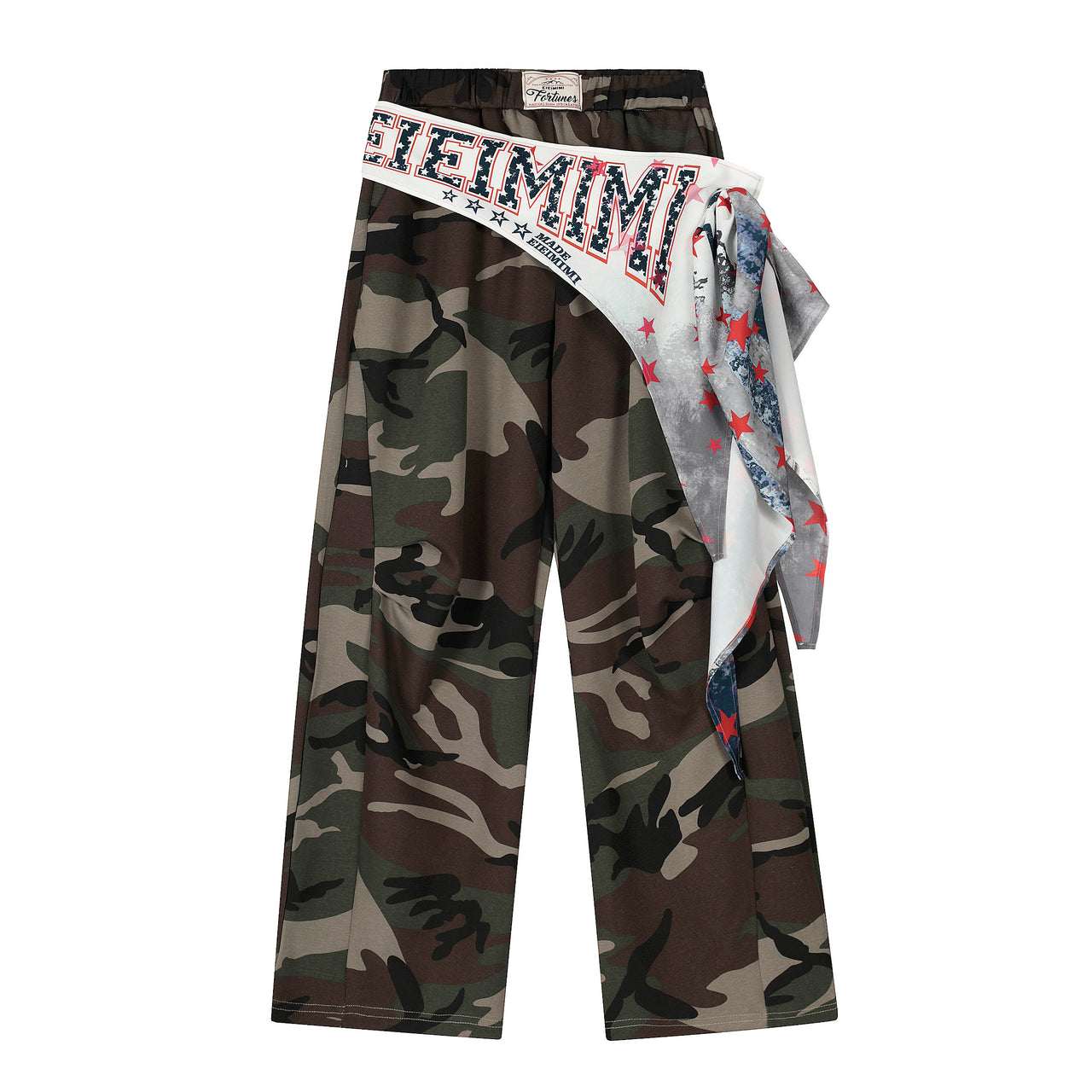 Omirad Camo Scarf-Wrap Wide Leg Pants