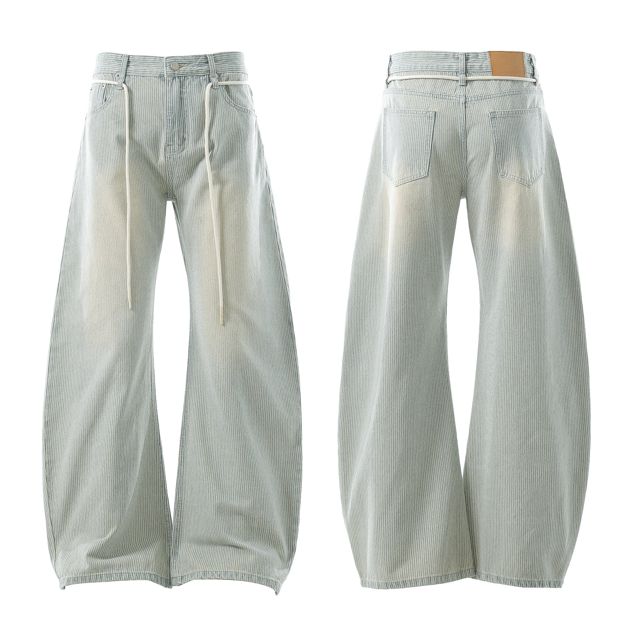 Omirad Washed Stripe Wide-Leg Denim Pants