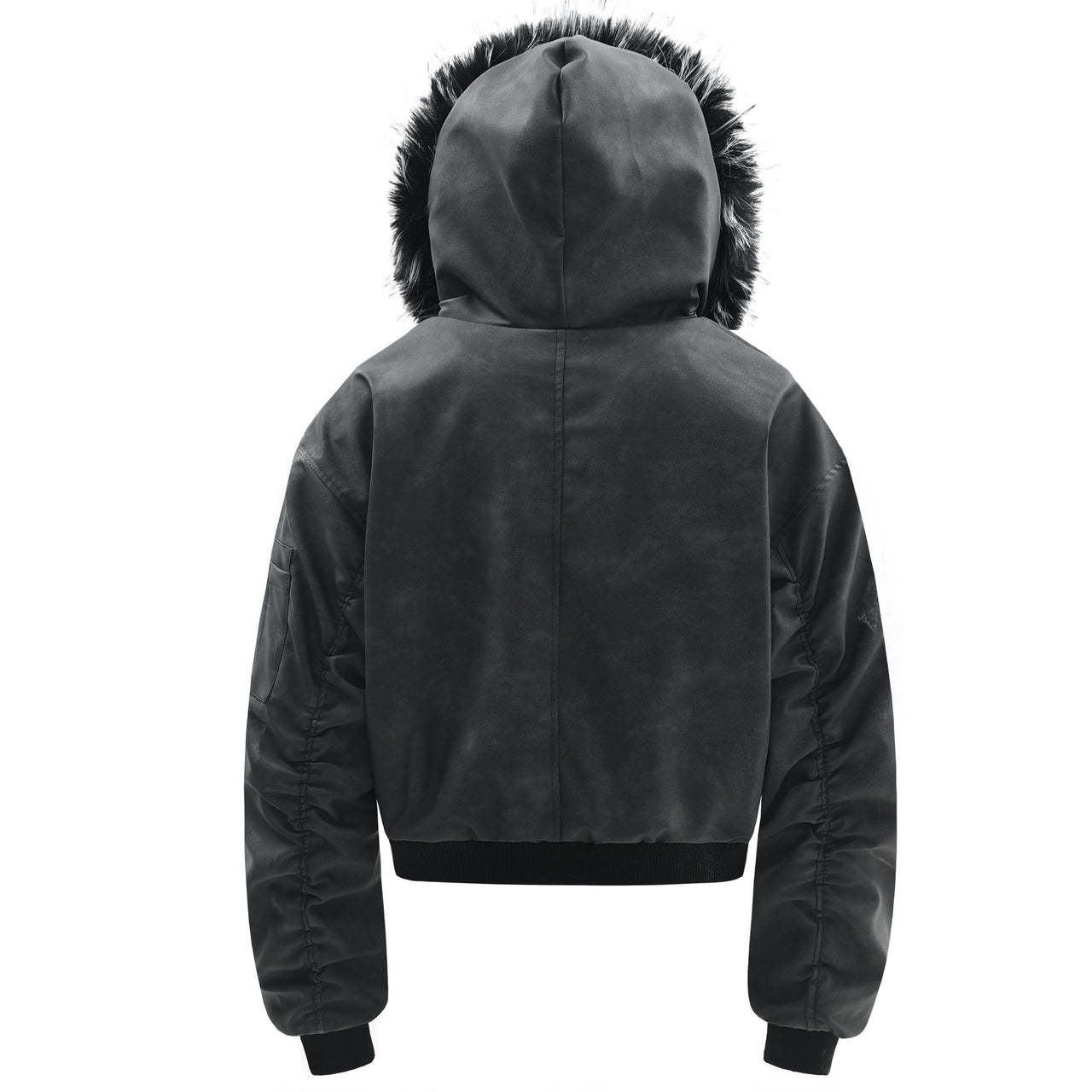 Faux-Fur-Trim PU Jacket