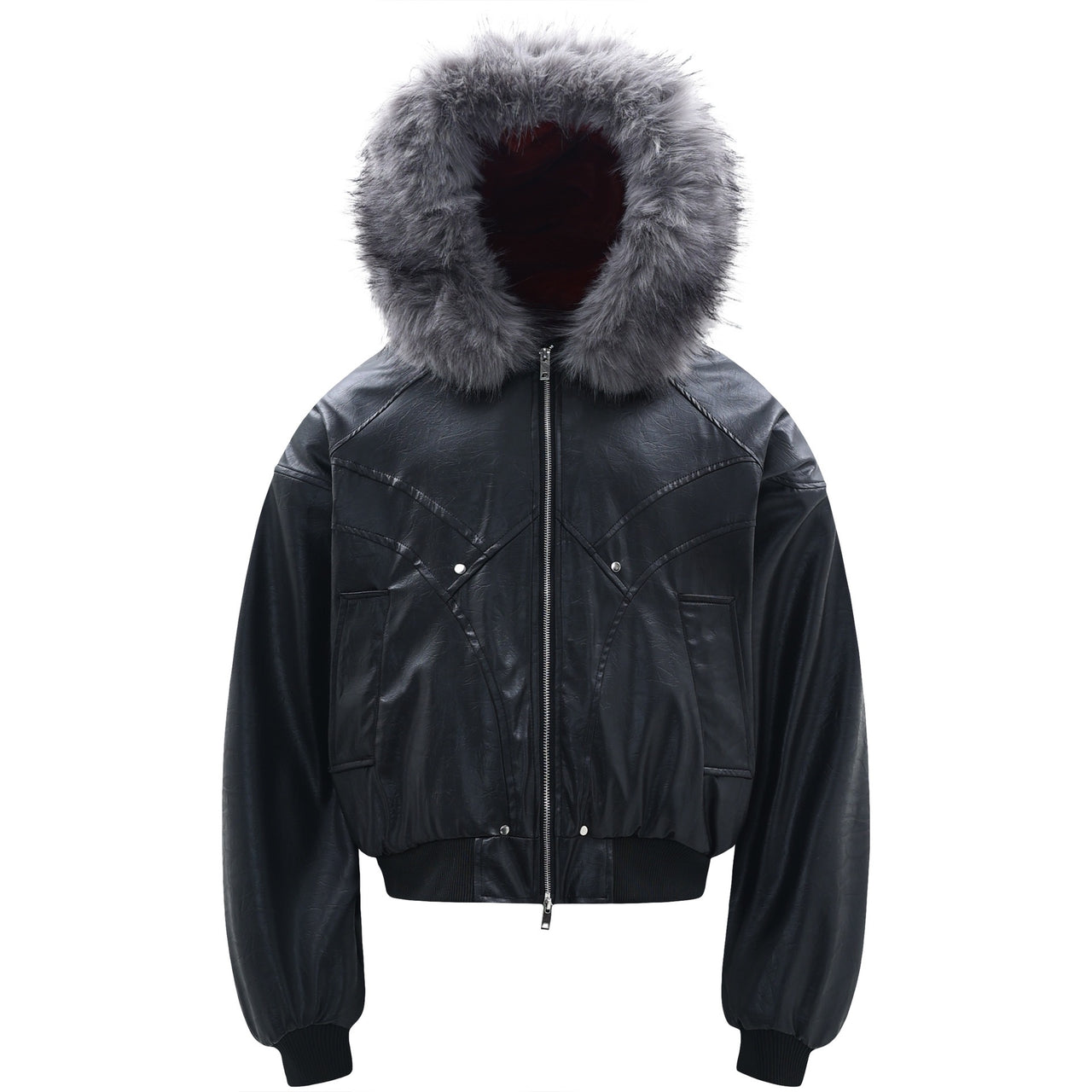 Faux-Fur-Trim PU Jacket