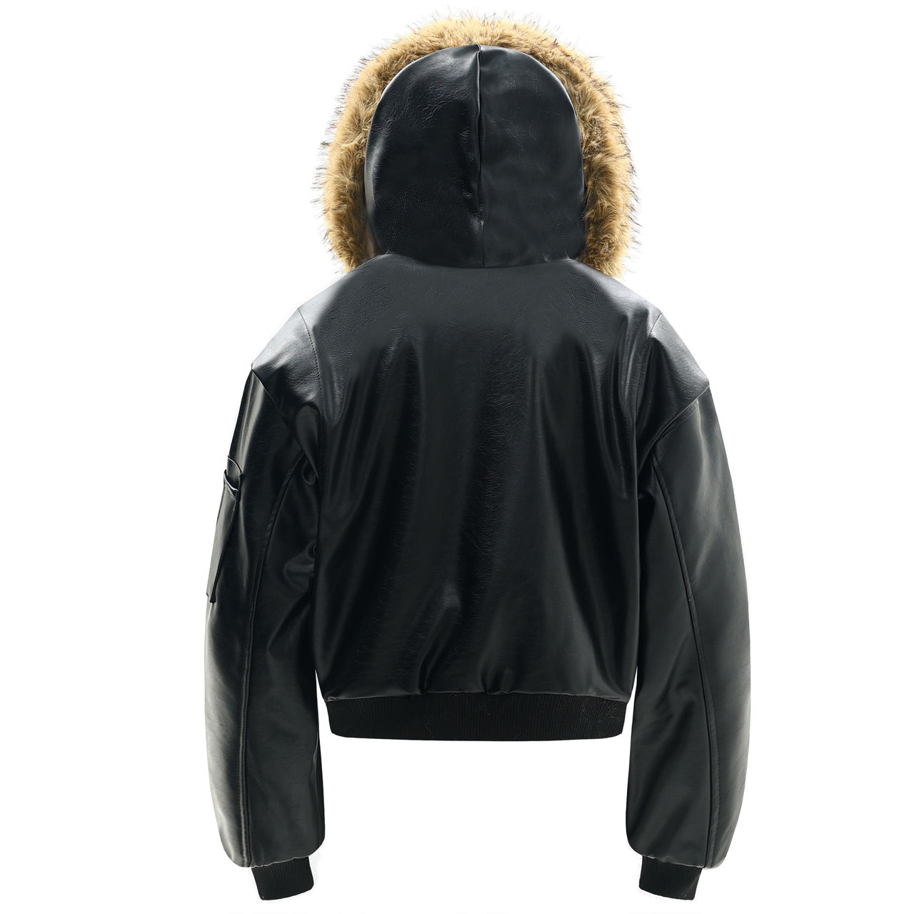 Faux-Fur-Trim PU Jacket