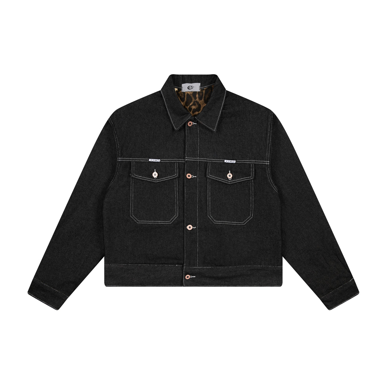 Omirad Leopard-Lined Black Denim Jacket