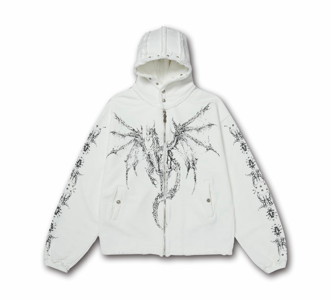 Black Dragon Stud Zip-Up Hoodie