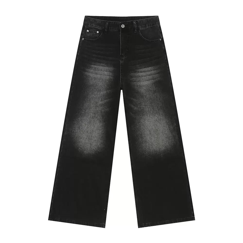 Omirad Distressed Wash Oversized Wide-Leg Denim Pants