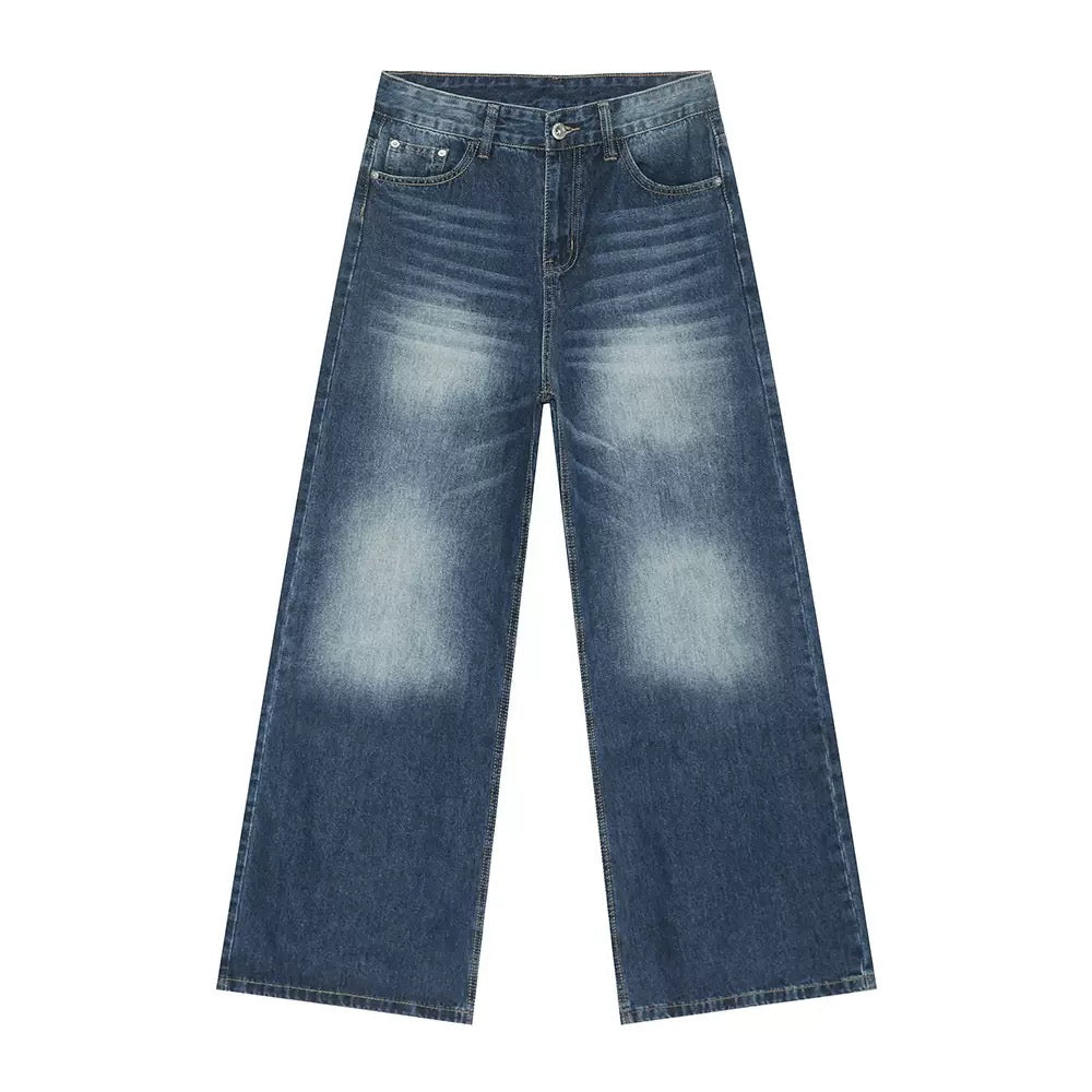 Omirad Distressed Wash Oversized Wide-Leg Denim Pants
